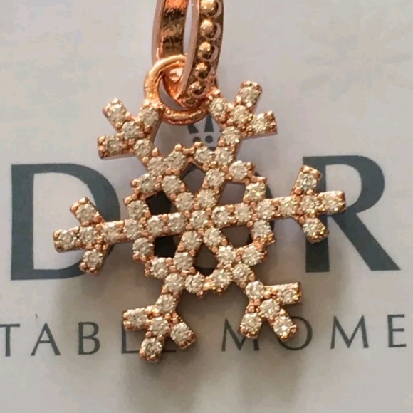 Pandora rose gold pave sparkling snowflake charm. - Picture 6 of 8